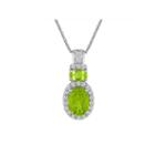 Genuine Peridot And Lab Created White Sapphire Sterling Silver Pendant