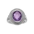 Genuine Amethyst Sterling Silver Solitaire Ring