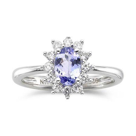 Genuine Tanzanite & Lab-created White Sapphire Ring