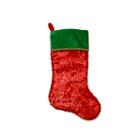 20 Shiny Red Holographic Sequined Christmas Stocking With Velveteen Cuff