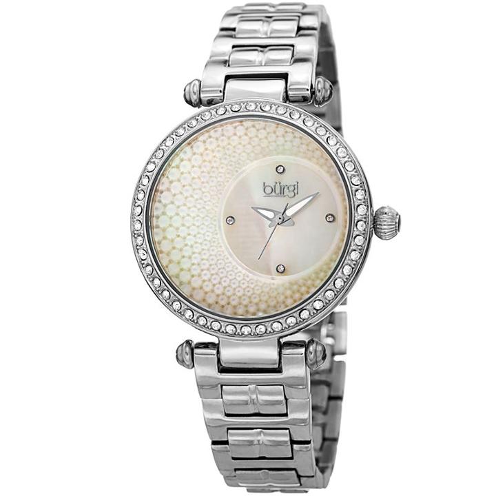 Burgi Womens Silver Tone Strap Watch-b-183ss