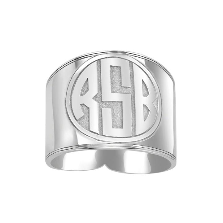 Personalized Circle Block Monogram Ring