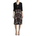 Perceptions 3/4-sleeve Plaid Jacket Dress