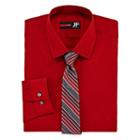 Jf J. Ferrar Easy-care Slim Fit Long Sleeve Shirt And Tie Set