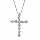 Womens 1/2 Ct. T.w. Genuine White Diamond 14k Gold Cross Pendant Necklace