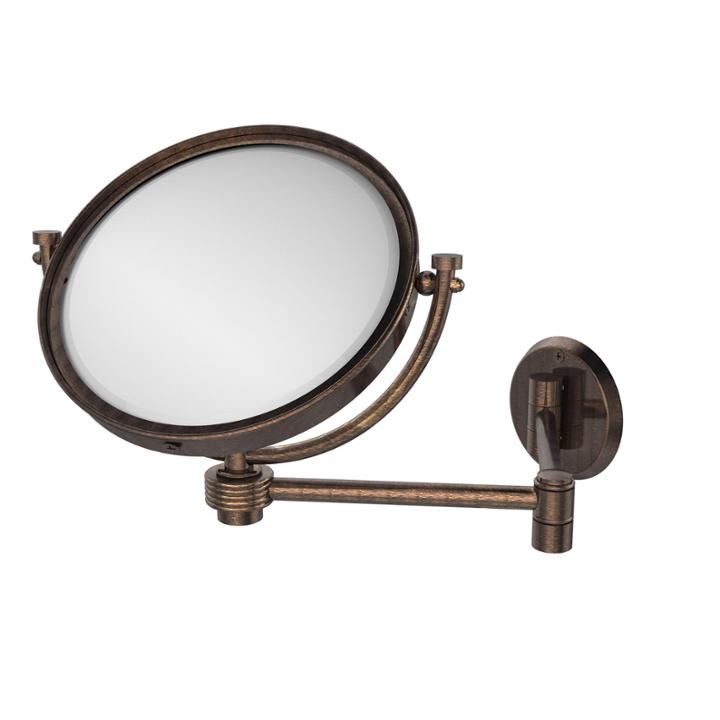 Allied Brass 8 Inch Wall Mounted Extending Make-upmirror 3x Magnification With Groovy Accent
