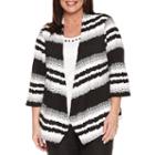 Alfred Dunner 3/4 Sleeve 2fer Textured Stripesweater-plus
