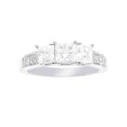 Diamonart Womens Princess White Diamonore 10k Gold 3-stone Ring