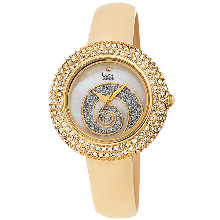 Burgi Womens Gold Tone Strap Watch-b-209yg
