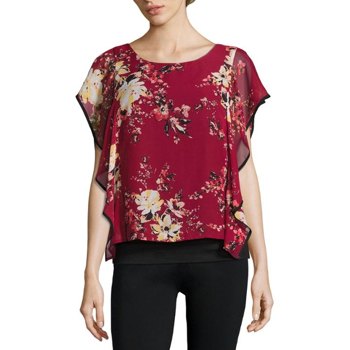 Alyx Floral Print Cascade Popover Top
