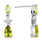 Peridot & Lab-created White Sapphire Sterling Silver Dangle Earrings