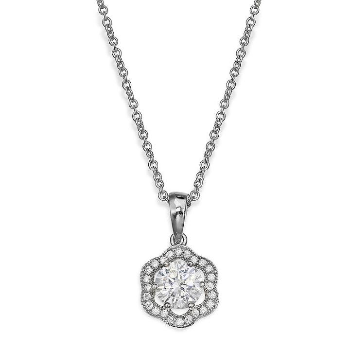 Sparkle Allure&trade; Flower-shaped Cubic Zirconia Pendant Necklace