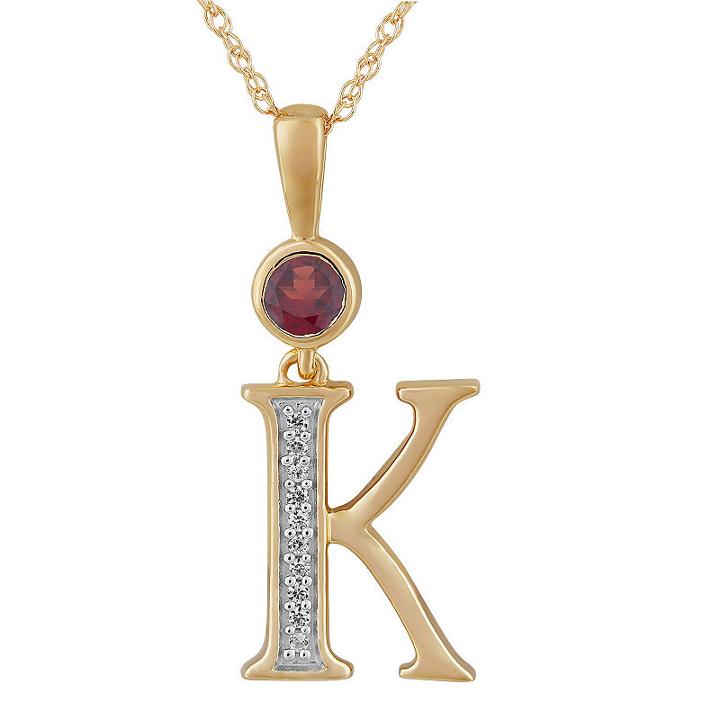 K Womens Genuine Red Garnet 14k Gold Over Silver Pendant Necklace