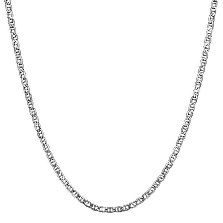 14k White Gold Semisolid Anchor 20 Inch Chain Necklace