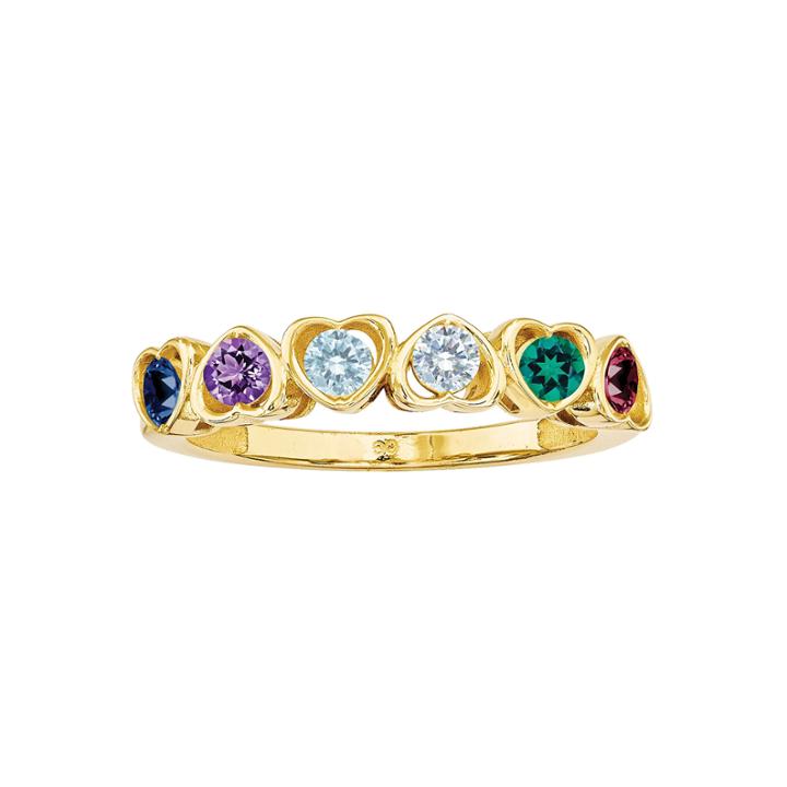 Personalized 14k Gold Cubic Zirconia Bithstone Family Ring
