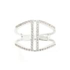 Footnotes Cubic Zirconia Silver Over Brass Open Band Ring