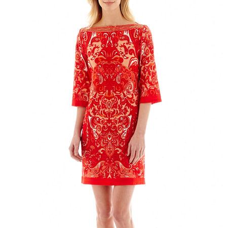 Studio 1 3/4-sleeve Paisley Print Shift Dress