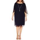 Msk Elbow Sleeve Sheath Dress With Necklace-plus