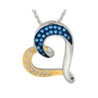 1/3 Ct. T.w. White And Color-enhanced Blue Diamond Tilted Heart Pendant Necklace