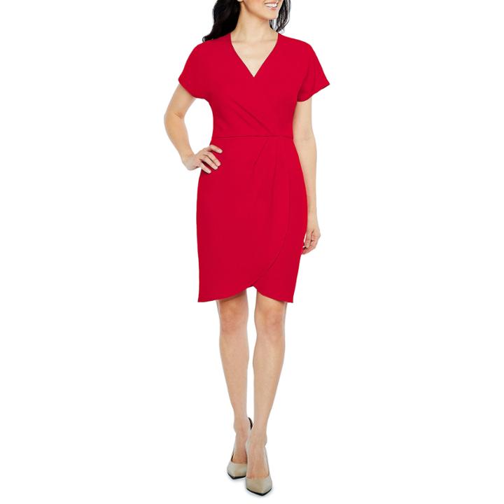 London Style Short Sleeve Wrap Dress