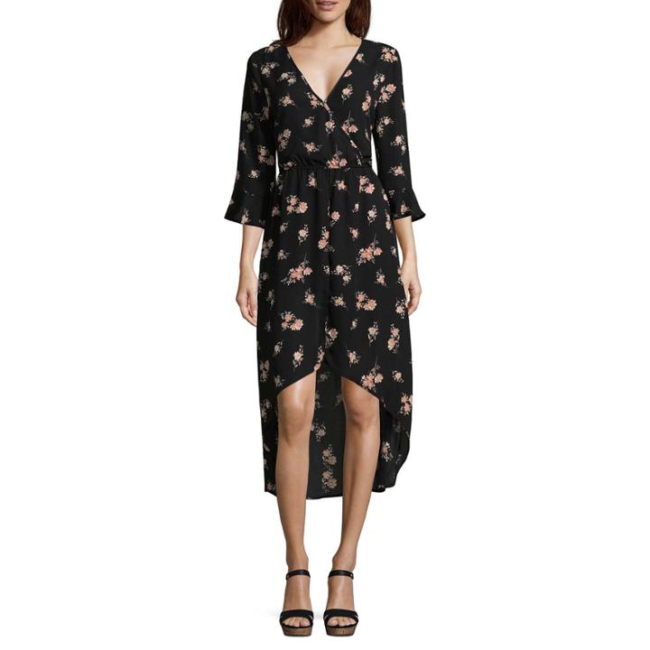 Trixxi 3/4 Sleeve Floral A-line Dress-juniors