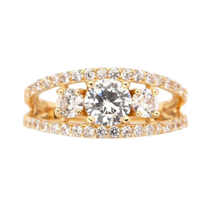 Sparkle Allure Womens Lab Created Clear Silver Over Brass 3-stone Ring