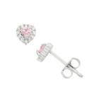 Round Pink Cubic Zirconia Sterling Silver Stud Earrings