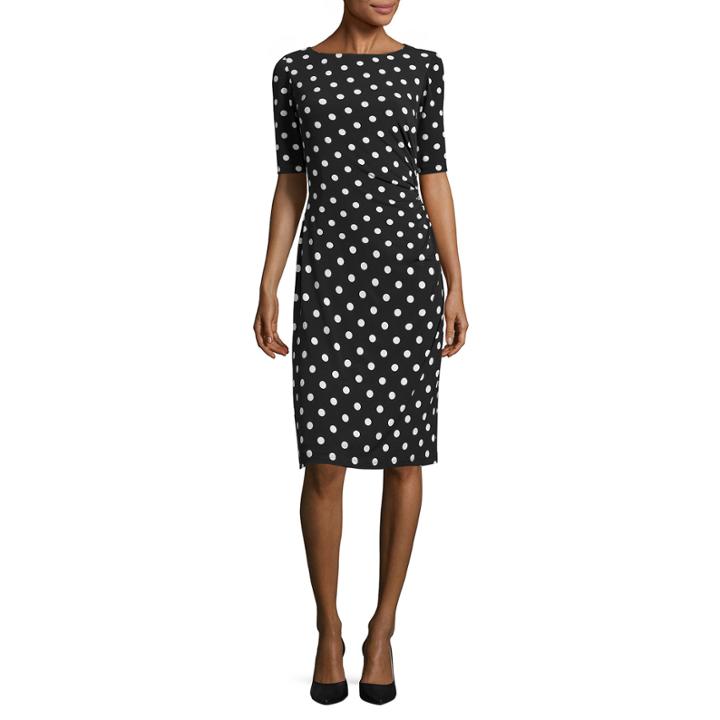Ronni Nicole Elbow Sleeve Dots Sheath Dress
