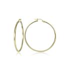 14k Yellow Gold Over Sterling Silver Square 25mm Hoop Earrings
