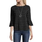 By & By 3/4 Sleeve Scoop Neck Woven Blouse-juniors