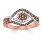 Womens 1/2 Ct. T.w. Round Champagne Diamond 10k Gold Engagement Ring