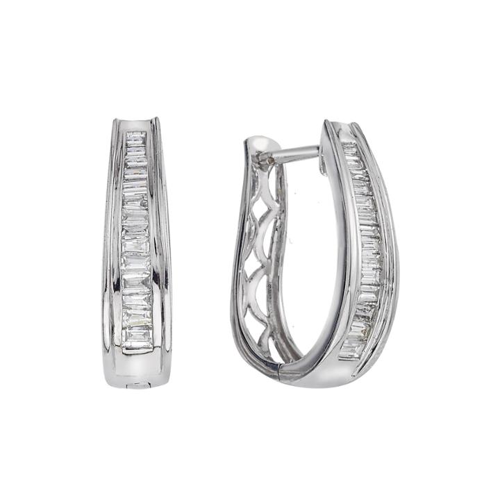 5/8 Ct. T.w. Certified Diamond 14k White Gold Baguette Hoop Earrings