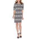 R & K Originals Elbow Sleeve Puff Print Pattern Shift Dress