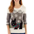 By Design Long-sleeve Scottie Dog Christmas Sweater - Petite
