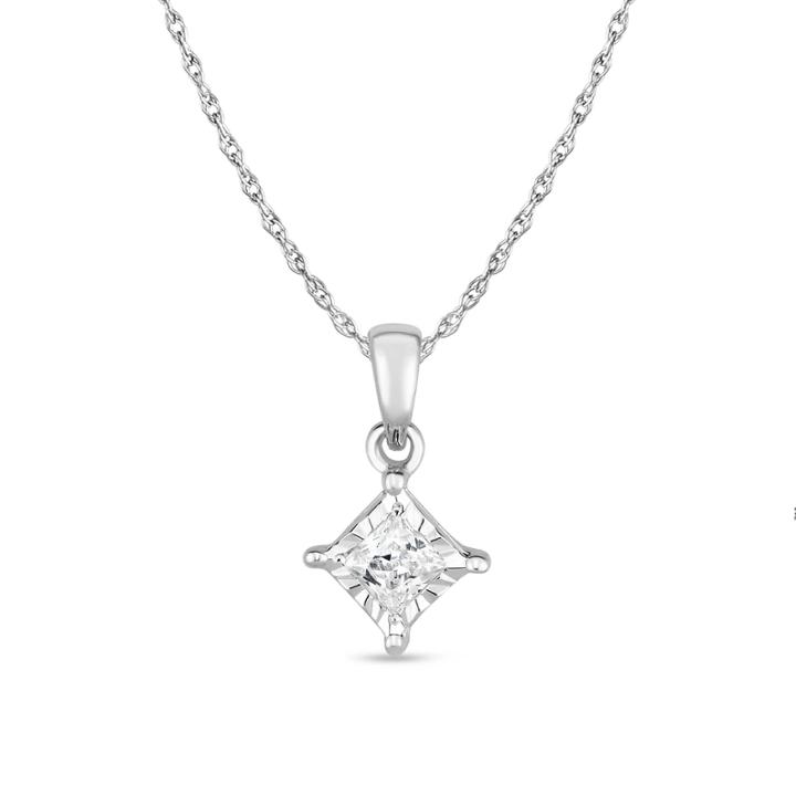 Trumiracle True Miracle Womens 1/7 Ct. T.w. White Diamond 10k Gold Pendant Necklace