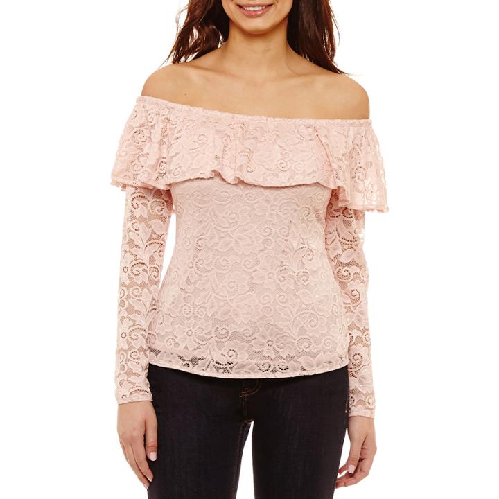 Bold Elements Long Sleeve Ruffle Lace Top