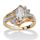 Diamonart Womens 1 1/10 Ct. T.w. Marquise White Cubic Zirconia Gold Over Brass Engagement Ring