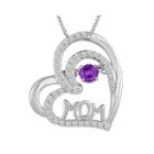 Love In Motion&trade; Genuine Amethyst & Lab-created Sapphire Sterling Silver Pendant