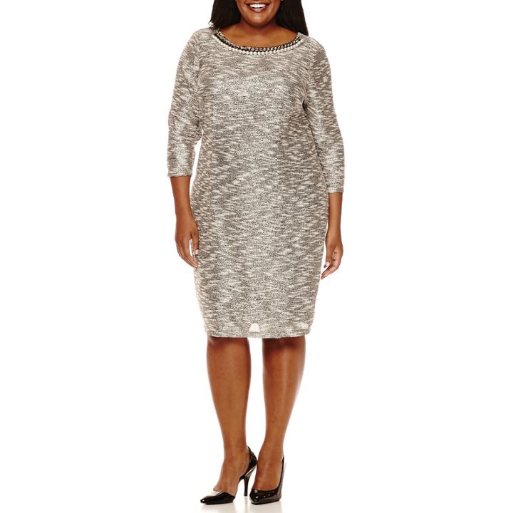Be By Chetta B 3/4-sleeve Chain Neck Sheath Dress - Plus