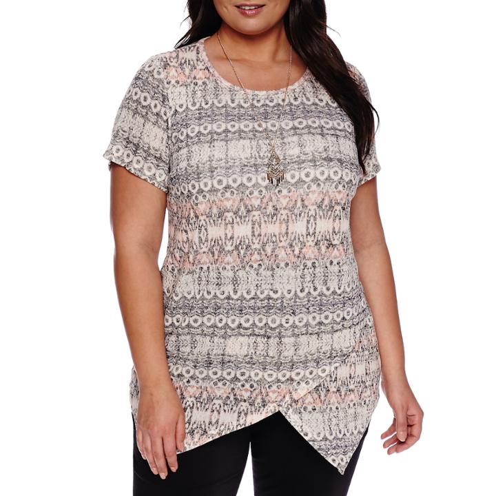 Alyx Short-sleeve Asymmetrical Printed Knit Top - Plus