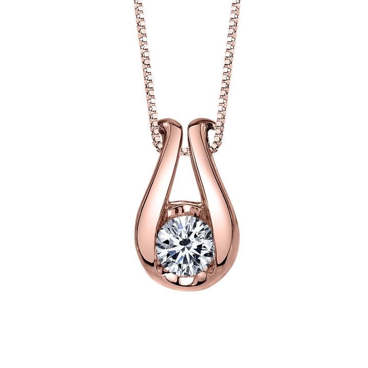 Sirena Womens 1/8 Ct. T.w. Genuine White Diamond 14k Gold Pendant Necklace
