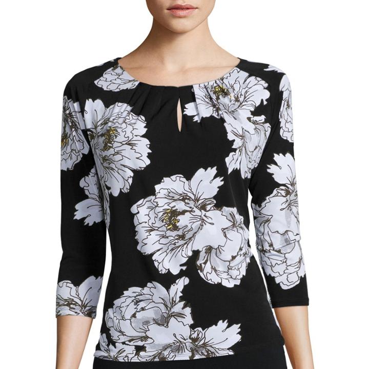 Liz Claiborne 3/4-sleeve Floral Knit Top