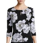 Liz Claiborne 3/4-sleeve Floral Knit Top