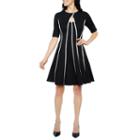 Danny & Nicole Elbow Sleeve Stripe Fit & Flare Dress