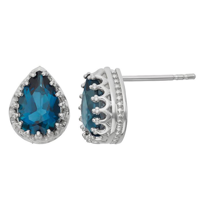 Pear Blue Blue Topaz Stud Earrings