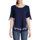 St. John's Bay Short Sleeve Round Neck Medallion T-shirt-womens