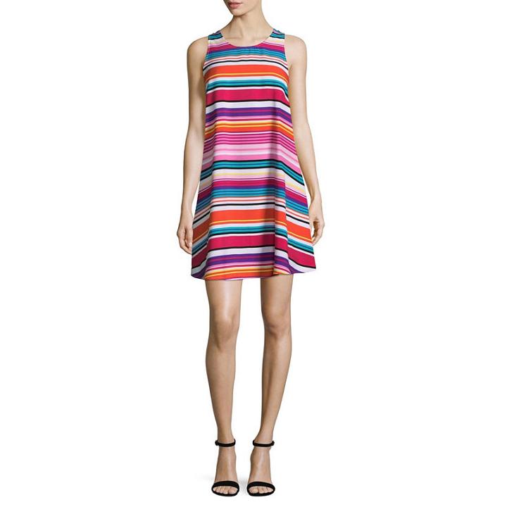 Spense Sleeveless Stripe Swing Dresses