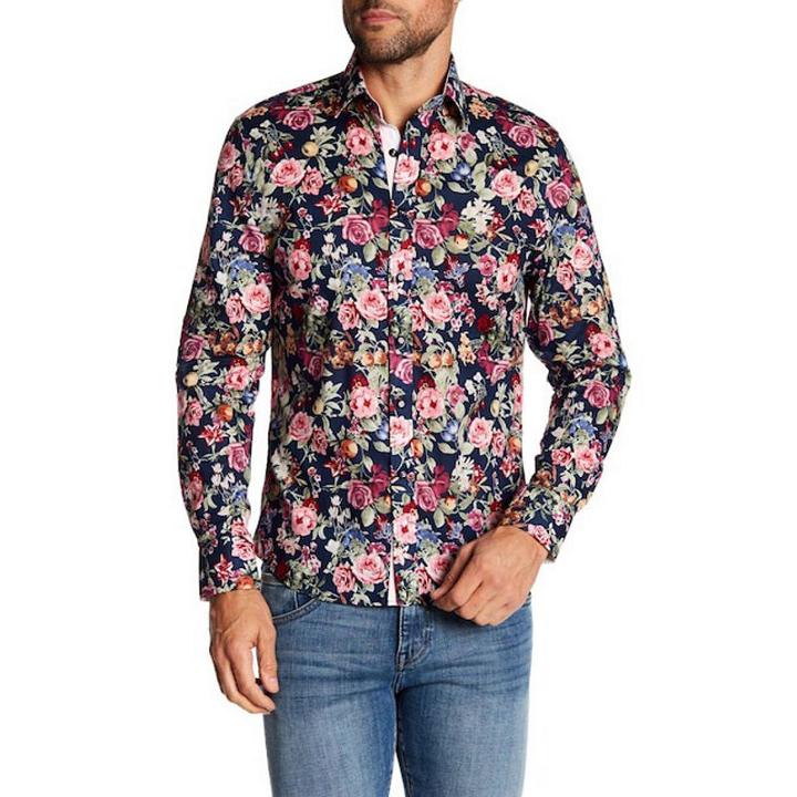 Tr Premium Floral Button-front Slim Dress Shirt