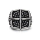 Mens Stainless Steel Compass Signet Ring