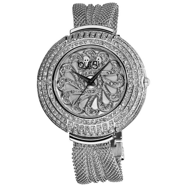 Burgi Womens Silver Tone Strap Watch-b-051ss